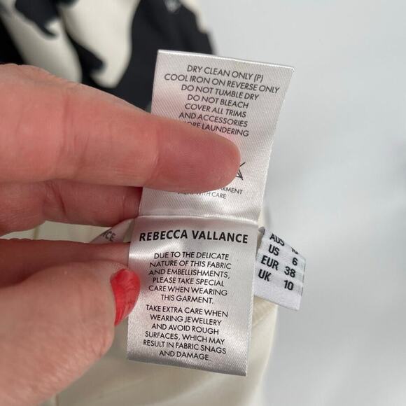 Rebecca Vallance Black White Pompidou One Shoulder Midi Dress size US 6 AUS 10 - Picture 15 of 15